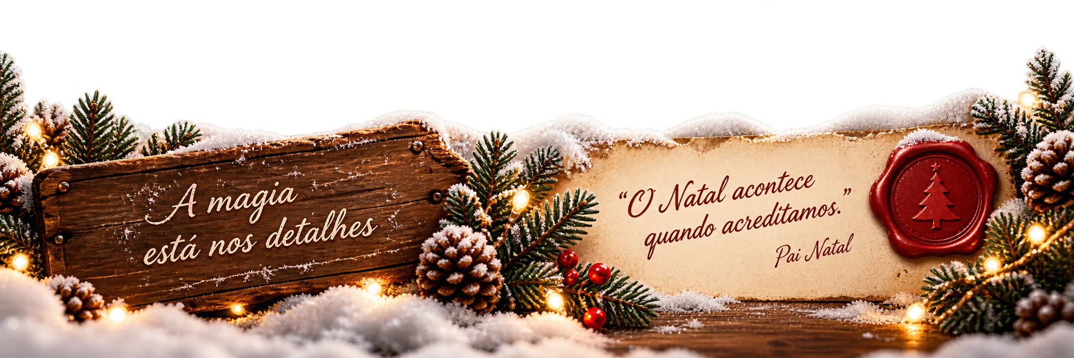A magia está nos detalhes. O Natal acontece quando acreditamos. Pai Natal.